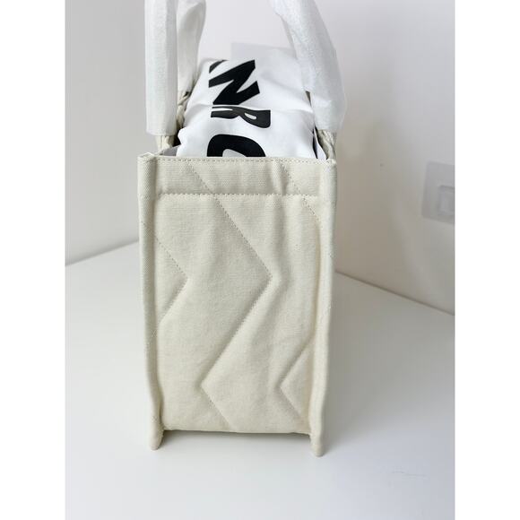 Sandro Kasbah Quilted Canvas Tote Bag Beige Cream Ecru Logo Minimalist $320 NWT - Picture 12 of 13
